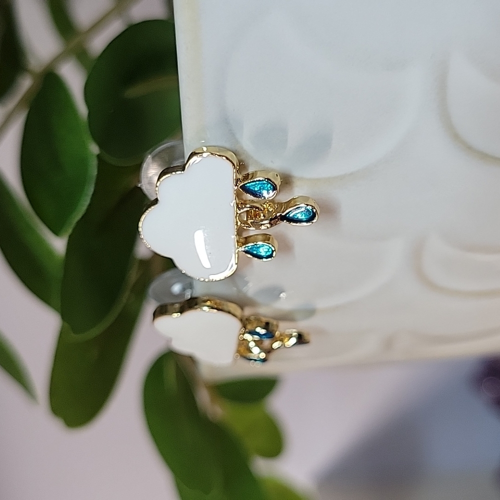Rainy Day Cloud Stud Earrings, S925 - Picture 5 of 5